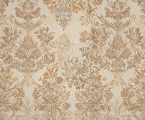 Damask pattern with intricate floral motifs on a neutral background, design, geometric