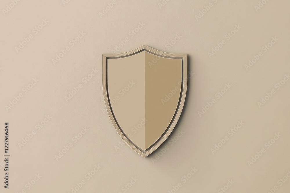 Leinwandbilder simple beige shield design mounted on a neutral wall with a smooth finish creating a minimalist aest