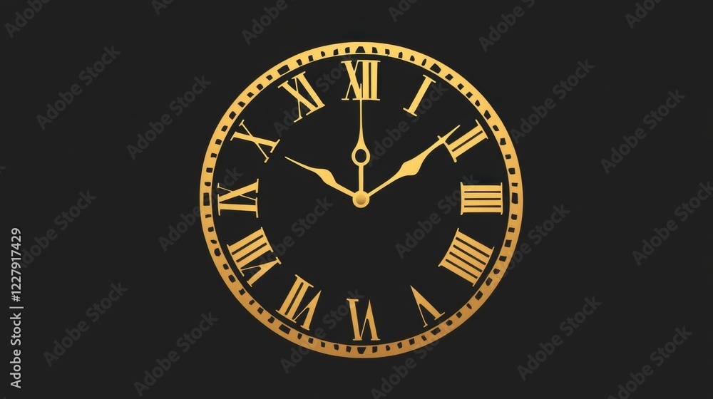 Aufkleber elegant golden clock design with roman numerals on a dark background showcasing time and craftsmansh