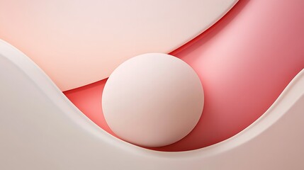 Abstract Sphere Resting on Pink and White Curves