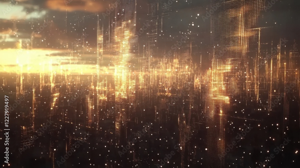 Poster a digital skyline morphs into a fluid tapestry of shifting geometries symbolizing the constant evolu