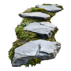 Stone path garden nature stairway isolated on transparent background