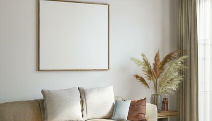 Frame mockup, ISO A paper size. Living room wall poster mockup. Interior mockup with house background. Modern interior design. 3D render