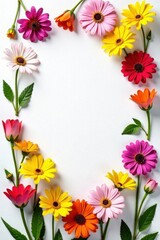 Colorful flowers arrangement on white background, bouquet, white background