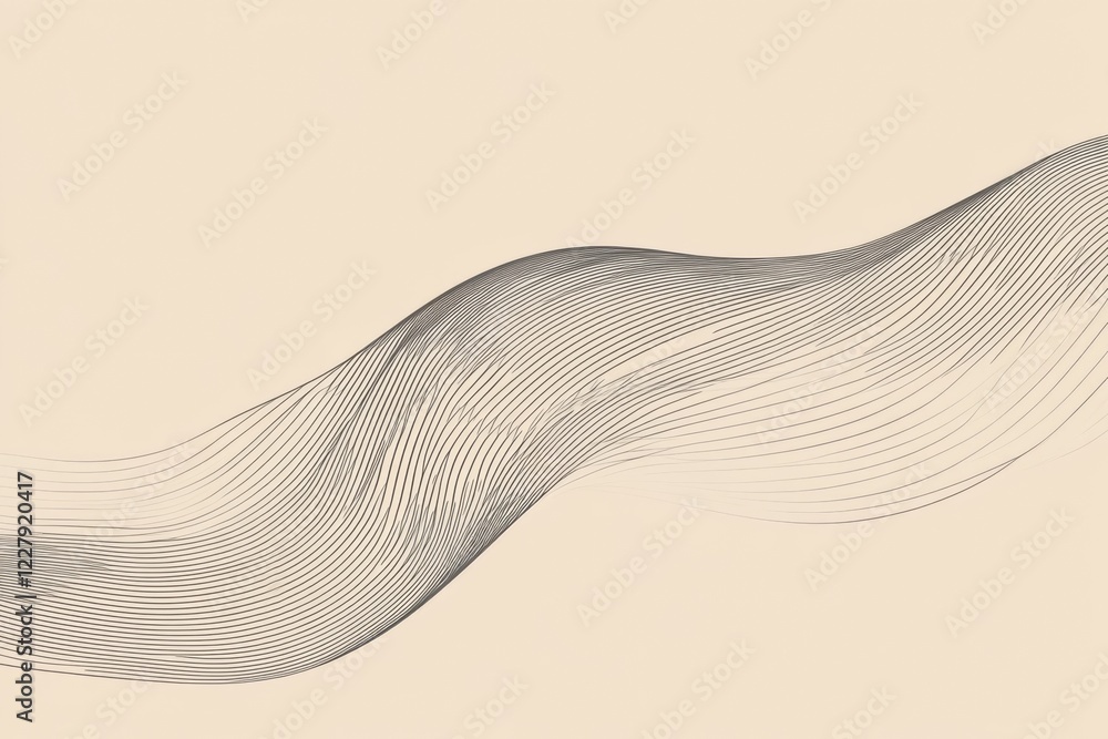 Fototapete curved black lines create a dynamic wave effect on a light beige background showcasing abstract art 