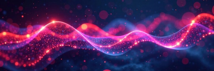 Colored light waves interacting, movement, light