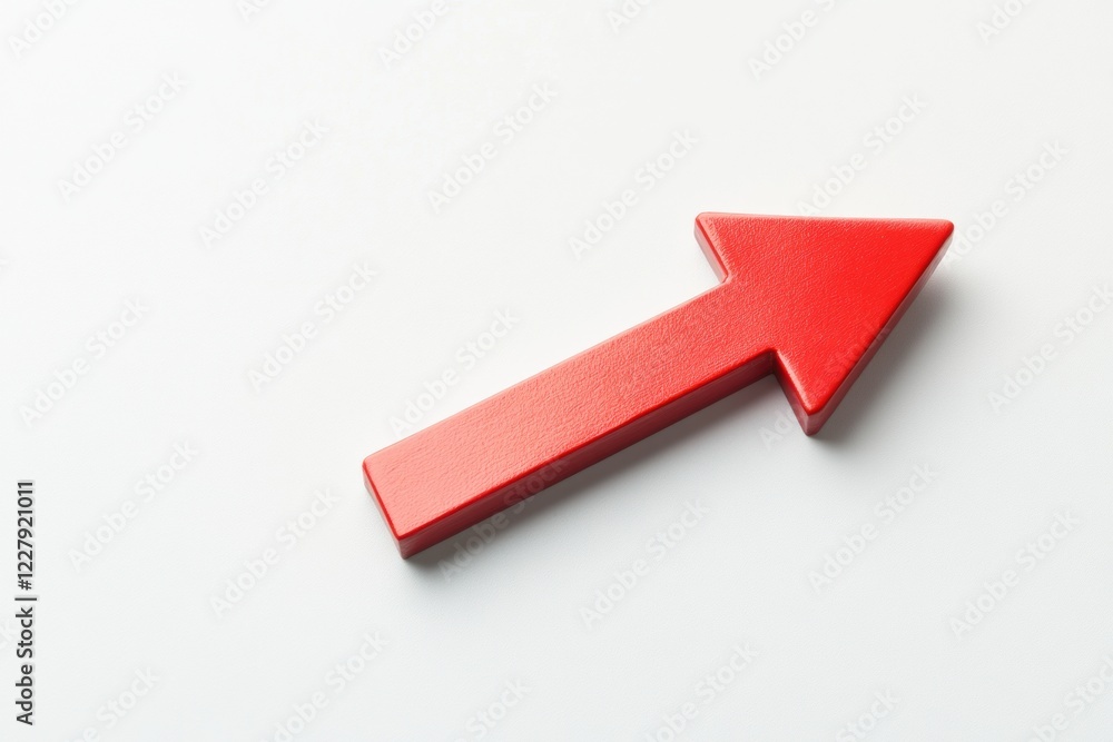 Fototapete red arrow pointing upwards on a plain white background emphasizing growth and direction in visual co
