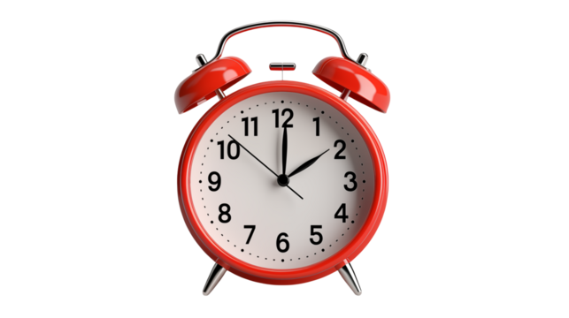Classic Red Alarm Clock Isolated on Black Background Perfect for Time Management Punctuality and Morning Routine Concepts Ideal for websites blogs and social media