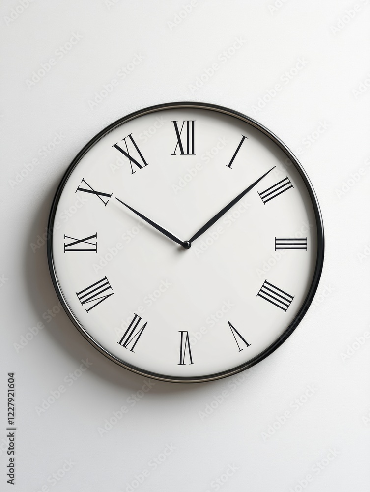 Poster elegant wall clock with roman numerals showing classic design and modern simplicity in a minimalisti