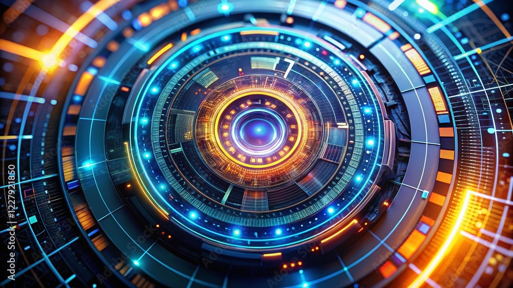 Aufkleber futuristic hud tech circle digital display - abstract sci-fi background