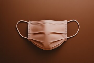top-down view of matte mask texture with visible brush strokes and earthy tone illuminated by soft studio lighting