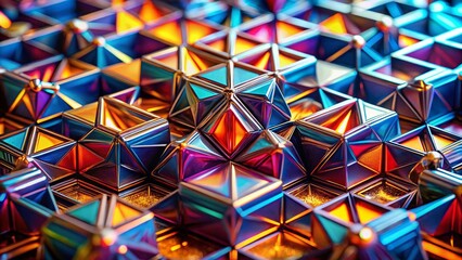 Futuristic Metallic Geometric Background: Irregular Patterns & Disrupted Symmetry Tilt-Shift