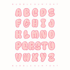 Set of cute bubble gum font
