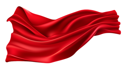 Red Fabric Drape Elegant Flowing Textile Smooth Waves Luxurious Red Cloth Dynamic Cloth Movement for Design Projects