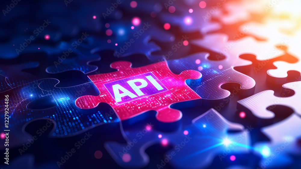 Aufkleber api puzzle piece in digital technology background, symbolizing connectivity and integration in moder