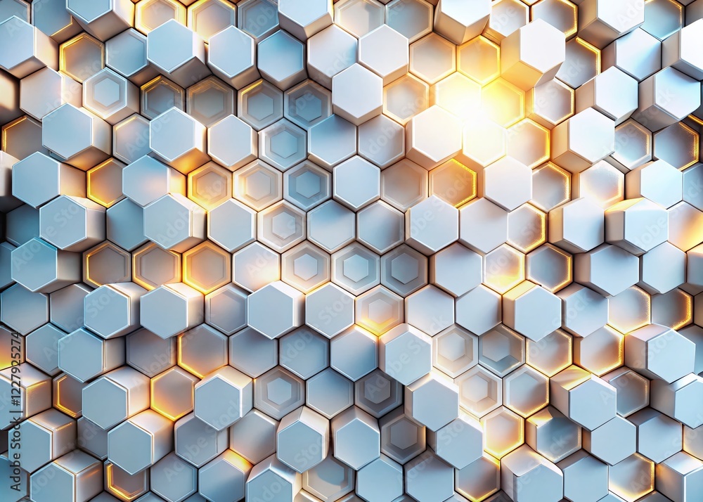 Poster geometric white hexagon pattern abstract background