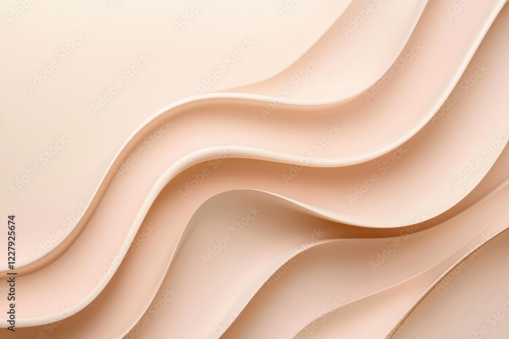 Fototapete Wavy textures in soft beige tones create an elegant backdrop for modern design inspiration. Generative AI