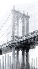 Naklejka premium Dynamic bridge with financial bar charts urban landscape digital art double exposure perspective