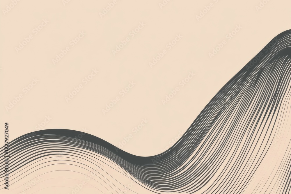 Poster abstract black lines on a soft beige background create a flowing design ideal for modern art or deco