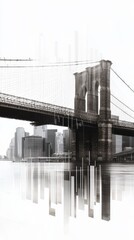 Dynamic bridge over water with financial bar charts urban cityscape double exposure modern aesthetic