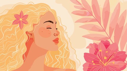 Stunning Caucasian Woman with Curly Blond Hair and Pin