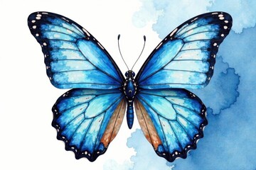 Obraz premium Butterfly wings blue watercolor delicate , watercolor, wings