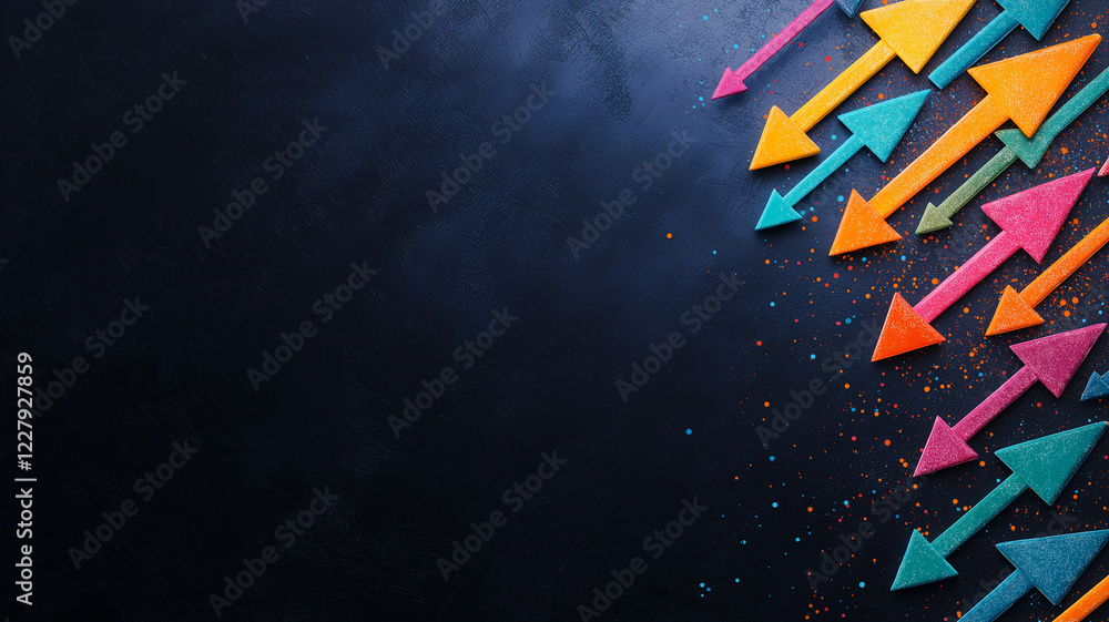 Aufkleber colorful arrows pointing in different directions on dark background create dynamic visual effect. vi