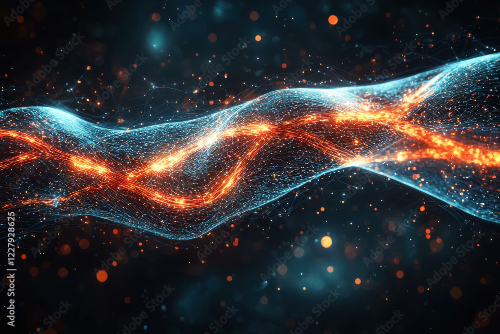 Aufkleber muscle tissue intertwined with luminous threads of energy creating a futuristic representation of st