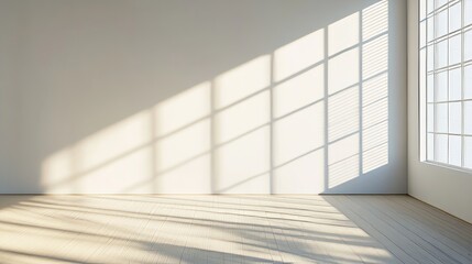 Obraz premium Window shadows on wall, floor or ceiling, realistic light blinds. Overlay effect, jalousie shade on white background. Soft sunlight in room or office, graphic design mockup, 3d vector illustration
