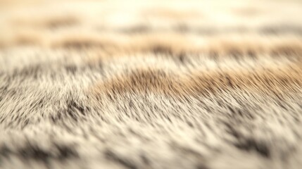 Close-up texture of soft, beige and brown animal fur.