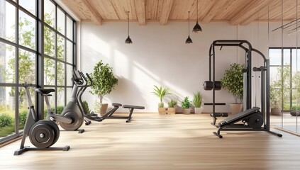Modern Home Gym with Natural Light and Minimalist Design