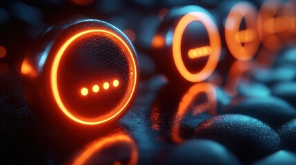 Loading futuristic tech spheres on dark surface