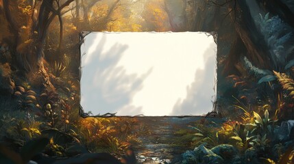 A blank white card template for Magic the Gathering cards, no border around it. The top of the page is empty and has space to be used as an icon or illustration. There's text on one side only