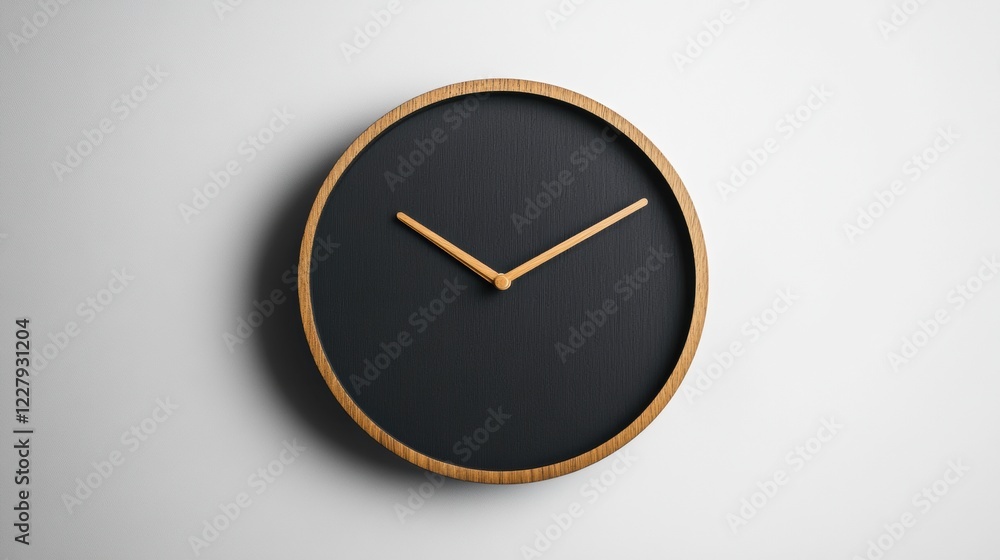 Aufkleber modern wooden wall clock with minimalist design showing time against a light background. generative 