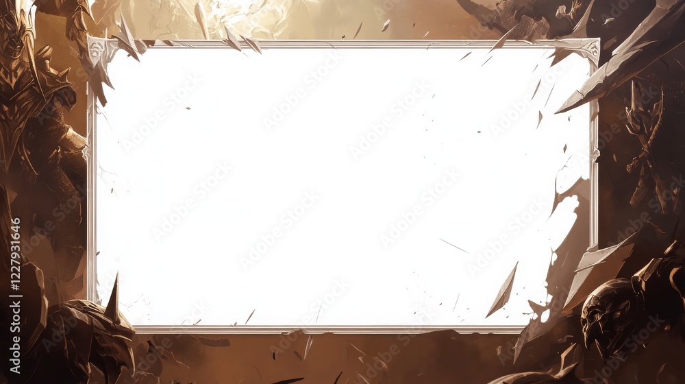 Poster a blank white card template for magic the gathering cards, no border around it. the top of the page 