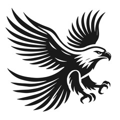 Clean black and white vector silhouette of eagle on white background