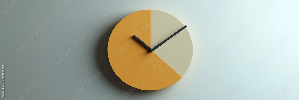 Aufkleber modern wall clock with minimalist design showcasing yellow and beige color scheme in a well lit room