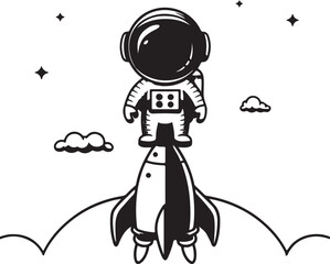 The image shows a white rocket flying upward on a white background and Penguin Astronaut on the Moon: Fantastic Adventures in the Galaxy 