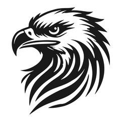 Clean black and white vector silhouette of eagle on white background