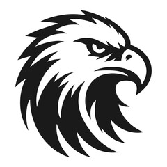 Clean black and white vector silhouette of eagle on white background