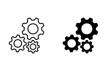 Gear icon set. Gear Settings symbol, cogwheel. Functions symbol. Settings icon vector Illustration.