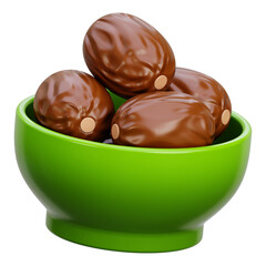 Dates Fruit Bowl 3D Illustration