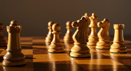 Chess Knight Strategy Game Wooden Pieces Board