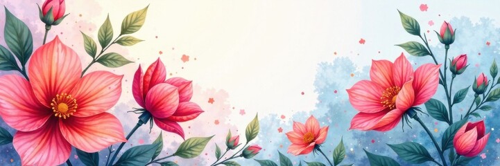 Abstract Floral Watercolor , colorful, flowers
