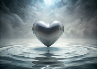 Fototapeta premium Gray Heart Stock Photo: Minimalist White Background, Free Download for Simple Projects
