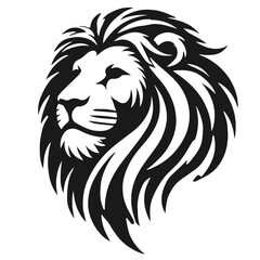 Clean black and white vector silhouette of lion king on white background