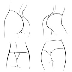 woman ass butt black and white hand drawing