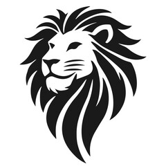 Clean black and white vector silhouette of lion king on white background
