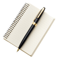 Spiral notebook pen stationery isolated on transparent background