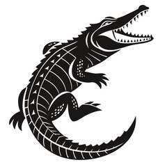 Crocodile vector silhouette black design white background